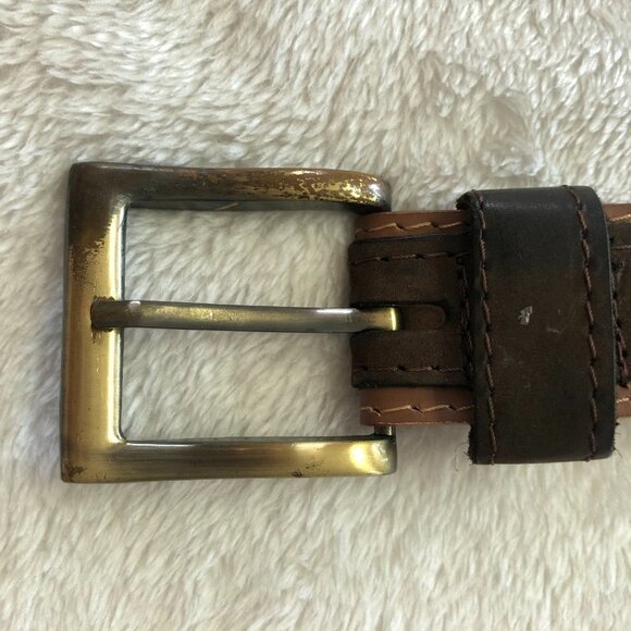 TWO Tone Brown Weaved Leather Belt Size 36" - Picture 3 of 9